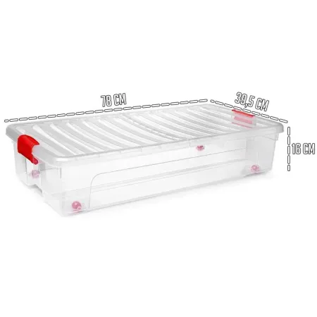 Tradineur - Caja de Almacenamiento modelo KLIP bajocama - Fabricado en Plástico - Capacidad de 35 Litros - Cierre hermético y Ta