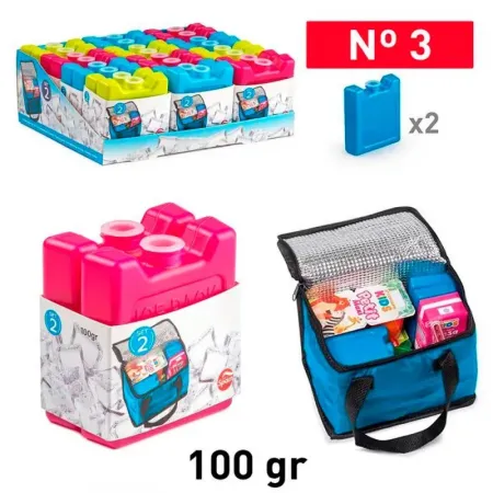 Tradineur - Pack de 4 Acumuladores de Frío N.º 3 - 100 G - Fabricado en Plástico - Ideal para mantener la temperatura en tu neve