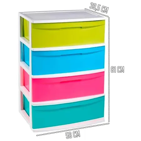Tradineur - Cajonera de organización Nilo - Ideal para el hogar o el trabajo - Fabricación en plástico - 4 Cajones  - 81 x 56