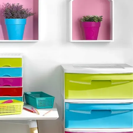 Tradineur - Cajonera de organización Nilo - Ideal para el hogar o el trabajo - Fabricación en plástico - 4 Cajones  - 81 x 56