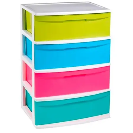 Tradineur - Cajonera de organización Nilo - Ideal para el hogar o el trabajo - Fabricación en plástico - 4 Cajones  - 81 x 56