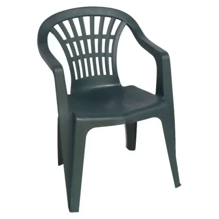 Tradineur - Silla de plástico apilable para exterior con reposabrazos, modelo Lyra, estructura ergonómica, cómoda, ligera y resi