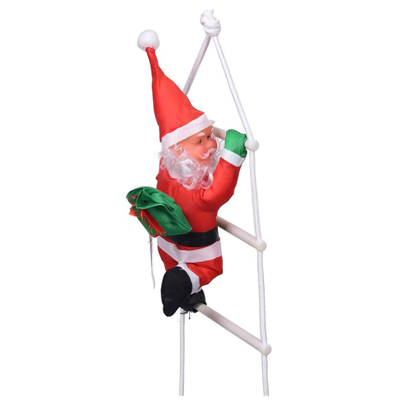 Muñeco de papá noel con escalera, 54 cm, santa claus con cuerda para colgar de la ventana, balcón, árbol de navidad, decoración navideña de exterior e interior