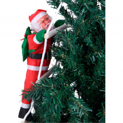 Muñeco de papá noel con escalera, 54 cm, santa claus con cuerda para colgar de la ventana, balcón, árbol de navidad, decoración navideña de exterior e interior