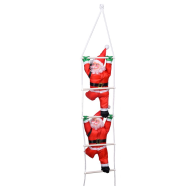 Pack de 2 muñecos de papá noel con escalera, 81 cm, santa claus con cuerda para colgar de la ventana, balcón, árbol de navidad, decoración navideña de exterior e interior