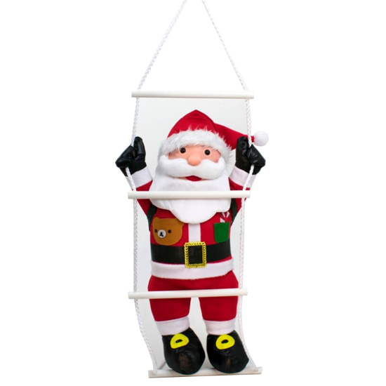 Muñeco papá noel con escalera, 62 cm, santa claus con cuerda para colgar de la ventana, balcón, árbol de navidad, decoración navideña de exterior e interior