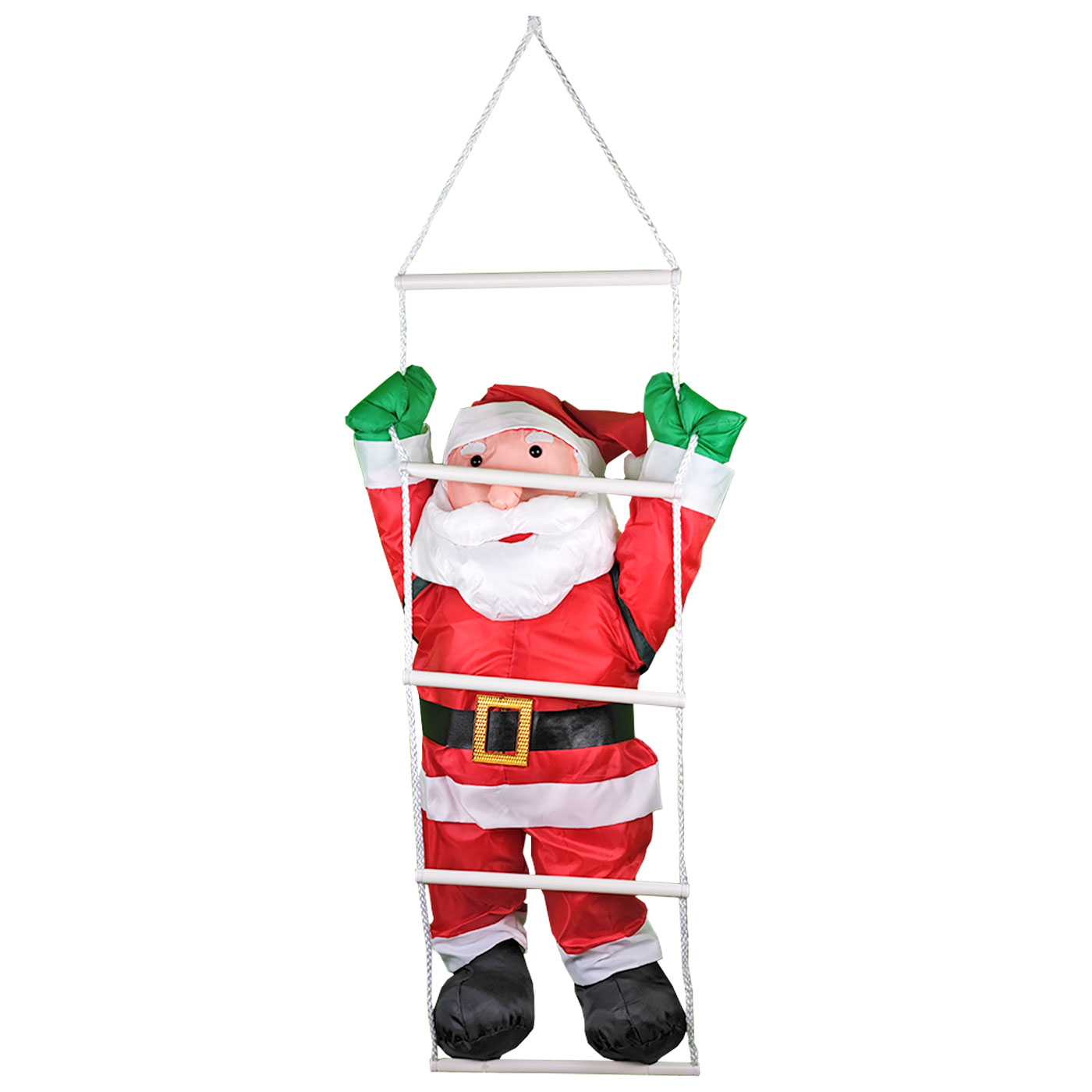 Muñeco de papá noel con escalera, 90 cm, cuerda para colgar de la ventana, balcón, árbol de navidad, decoración navideña de interior y exterior