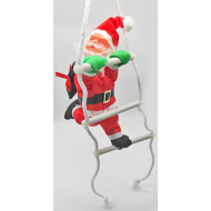 Muñeco de santa claus con escalera, 51 cm, papá noel con cuerda para colgar de la ventana, balcón, árbol de navidad, decoración navideña de exterior e interior