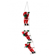 Set 3 muñecos de papá noel con escalera, 95 cm, santa claus con cuerda para colgar de la ventana, balcón, árbol de navidad, decoración navideña de exterior e interior