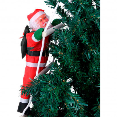 Muñeco santa claus con escalera, 83 cm, papá noel con cuerda para colgar de la ventana, balcón, árbol de navidad, decoración navideña de exterior e interior