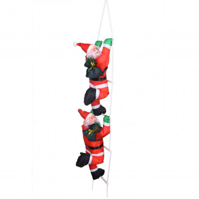 Set de 2 muñecos de papá noel con escalera, 113 cm, santa claus con cuerda para colgar de la ventana, balcón, árbol de navidad, decoración navideña de exterior e interior