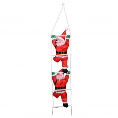 Set de 2 muñecos de papá noel con escalera, 113 cm, santa claus con cuerda para colgar de la ventana, balcón, árbol de navidad, decoración navideña de exterior e interior