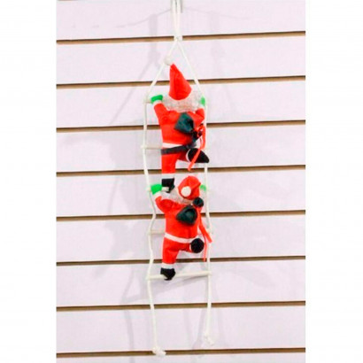 Set de 2 muñecos de papá noel con escalera, 113 cm, santa claus con cuerda para colgar de la ventana, balcón, árbol de navidad, decoración navideña de exterior e interior