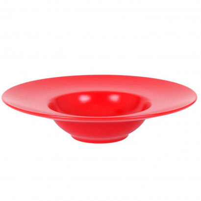 Plato redondo de cerámica para pasta Risotto, plato hondo, servir espaguetis, macarrones, ensalada, vajilla práctica y elegante, cocina (Rojo, 28 cm)