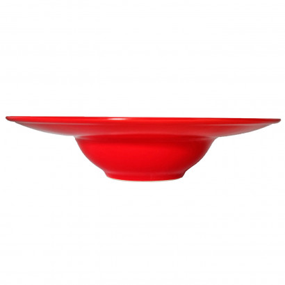 Plato redondo de cerámica para pasta Risotto, plato hondo, servir espaguetis, macarrones, ensalada, vajilla práctica y elegante, cocina (Rojo, 28 cm)