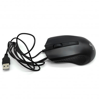 Ratón óptico con cable 1200 dpi, usb 2.0 plug and play, cable de 1,35 metros, diseño ergonómico, 3 botones, ordenador, portátil, pc, color negro