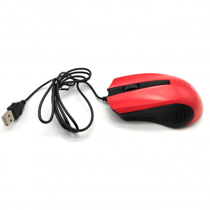 Ratón óptico, cable usb 2.0 plug and play, 1200 dpi, cable de 1,35 metros, diseño ergonómico, 3 botones, ordenador, portátil, pc, color rojo