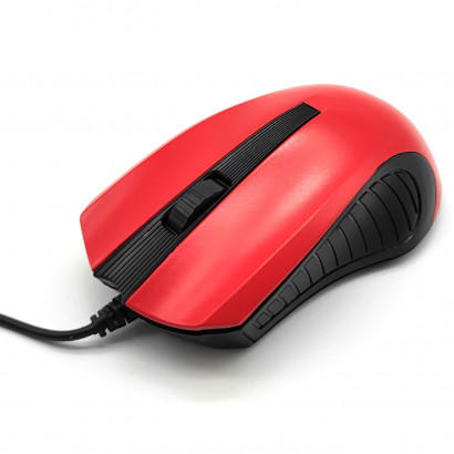 Ratón óptico, cable usb 2.0 plug and play, 1200 dpi, cable de 1,35 metros, diseño ergonómico, 3 botones, ordenador, portátil, pc, color rojo