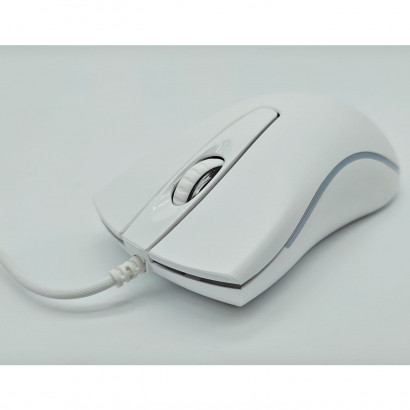 Ratón óptico con luz, cable usb 2.0, 800-1200 dpi, cable de 1,35 metros, diseño ergonómico, 3 botones, ordenador, portátil, pc, color blanco