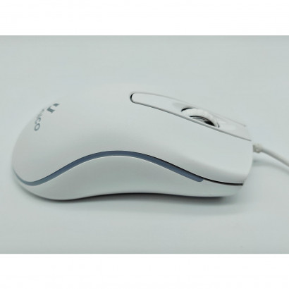 Ratón óptico con luz, cable usb 2.0, 800-1200 dpi, cable de 1,35 metros, diseño ergonómico, 3 botones, ordenador, portátil, pc, color blanco