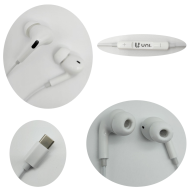 Auriculares de móvil con micrófono, estéreo, cable de 1,2 m, conexión tipo C, cascos compatibles con Xiaomi, Huawei, Samsung, Sony, blanco