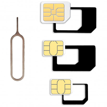 Set de tres adaptadores de nano-sim a micro-sim a sim estándar, incluye aguja para colocar la sim, móvil, compatible con Xiaomi, Huawei, Samsung, Sony