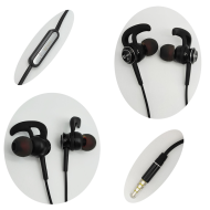 Auriculares de deporte para móvil, micrófono y cable de 1,2 m, conexión jack 3.5 mm, cascos compatibles con Xiaomi, Huawei, Samsung, Sony, negro