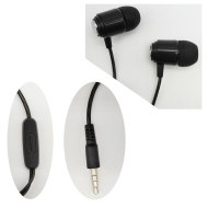 Auriculares estéreo de móvil con micrófono y cable de 1,2 m, conexión jack 3.5 mm, cascos compatibles con Xiaomi, Huawei, Samsung, Sony, negro