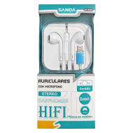 Auriculares hifi estéreo con micrófono y cable de 1,2 m, cascos con conector lightning, teclas de control de volumen, escuchar música, blanco