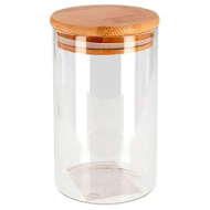 Bote de cristal borosilicato con tapa de madera de bambú, recipiente, tarro de almacenamiento café, galletas, legumbres, especias, 1300 ml, 22,3 x 10 cm, modelo aleatorio