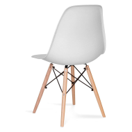 Silla con patas de madera y asiento de plástico blanco 81 x 45 x 46 cm, estilo nórdico, silla de interior, diseño escandinavo, ideal para comedor, estudio, sala de estar, cocina, dormitorio