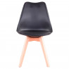 Silla de plástico con cojín y patas de madera, estilo nórdico, silla de interior, diseño escandinavo, color negro, 81 x 46 x 53