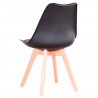 Silla de plástico con cojín y patas de madera, estilo nórdico, silla de interior, diseño escandinavo, color negro, 81 x 46 x 53