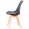 Silla de plástico con cojín y patas de madera, estilo nórdico, silla de interior, diseño escandinavo, color negro, 81 x 46 x 53