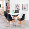 Silla de plástico con cojín y patas de madera, estilo nórdico, silla de interior, diseño escandinavo, color negro, 81 x 46 x 53