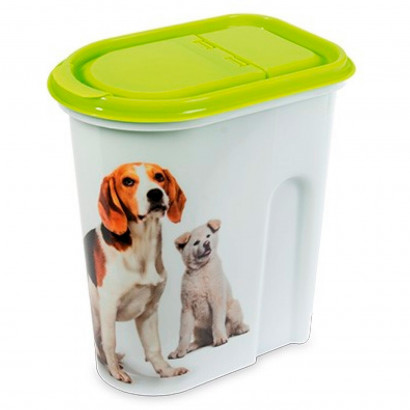 Contenedor comida para mascotas, tapa abatible, bote, tarro, recipiente para pienso, perros, gatos, 5,7 litros, 24 x 25,5 x 14 cm, diseño aleatorio