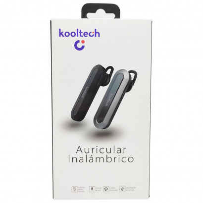 Kooltech - Auricular inalámbrico con bluetooth, manos libres con micrófono, sonido estéreo, control de voz, LED, batería larga duración, llamadas trabajo, color aleatorio