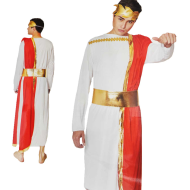 Disfraz de chico romano de color blanco y rojo para jóvenes y adultos para carnaval, halloween y celebraciones talla S