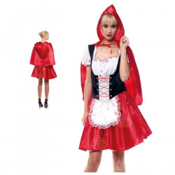 Disfraz de caperucita roja, fibra sintética, incluye vestido y capa, carnaval, halloween, cosplay, fiestas, adulto mujer, talla
