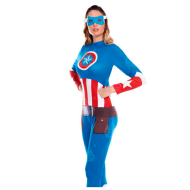 Disfraz star girl, incluye mono y antifaz, fibra sintética, chica superheroína, carnaval, halloween, cosplay, fiestas, adulto mujer, talla M