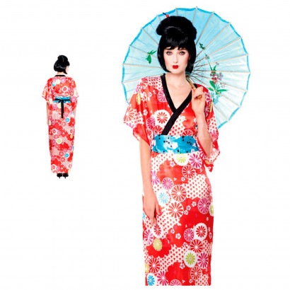 Disfraz de geisha, fibra sintética, incluye vestido y cinturón, accesorios no incluidos, carnaval, halloween, cosplay, fiestas, adulto mujer, talla M