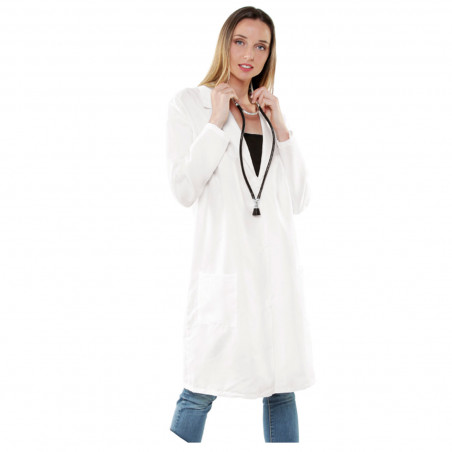 Bata blanca adulto, disfraz fibra sintética, doctor, médico, incluye bata, accesorios no incluidos, carnaval, halloween, cosplay