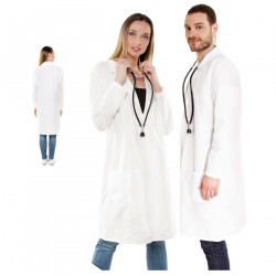 Bata blanca adulto, disfraz fibra sintética, doctor, médico, incluye bata, accesorios no incluidos, carnaval, halloween, cosplay