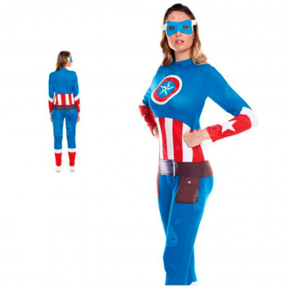 Disfraz de star girl, fibra sintética, incluye mono y antifaz, chica superheroína, carnaval, halloween, cosplay, fiestas, adulto mujer, talla S