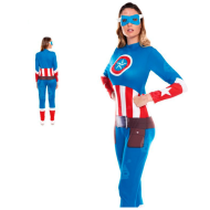 Disfraz de star girl, incluye mono y antifaz, fibra sintética, chica superheroína, carnaval, halloween, cosplay, fiestas, adulto mujer, talla L