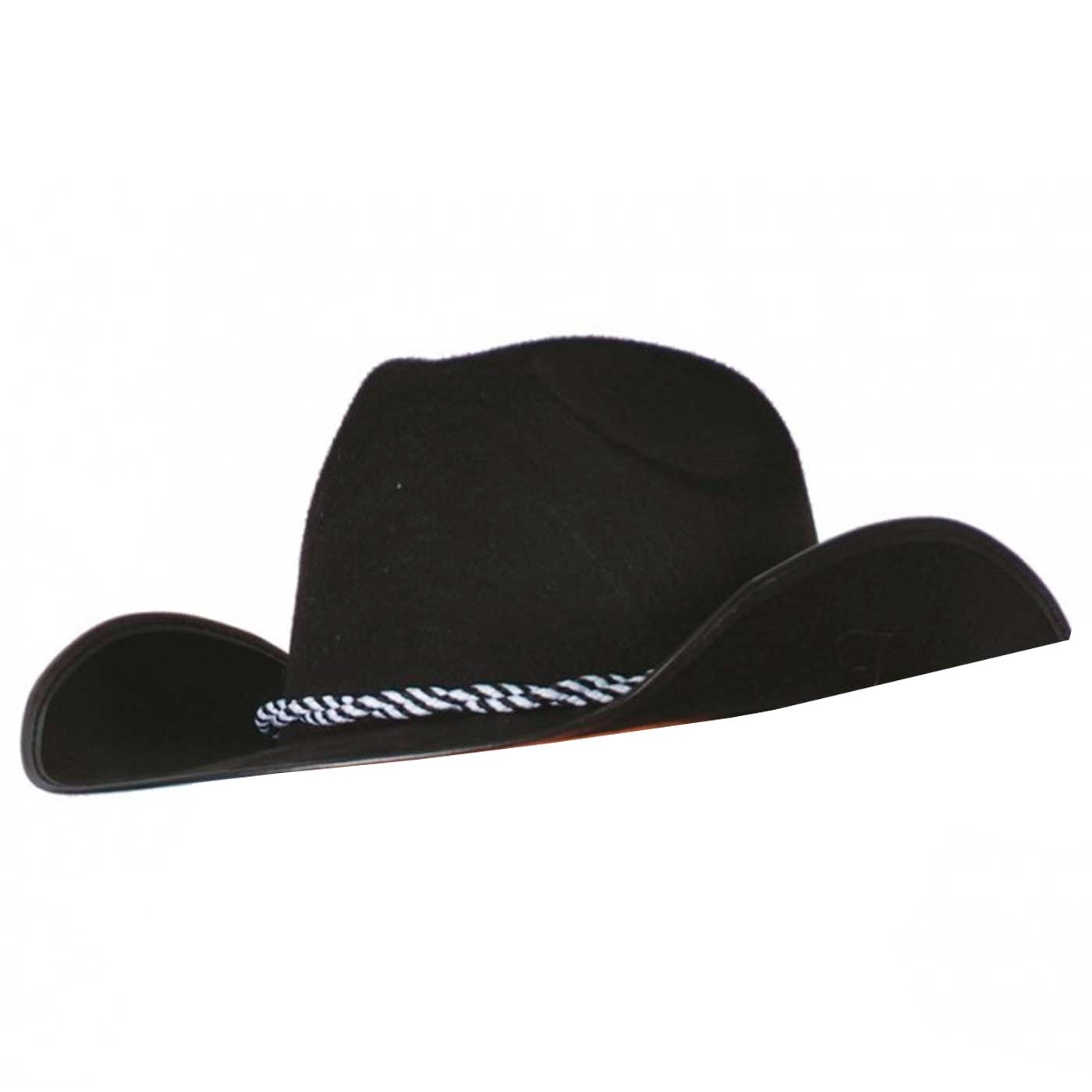 Clásico sombrero de vaquero de fieltro color negro para jóvenes y adultos para carnaval, halloween y celebraciones. Tamaño 15 x 29 x 38 cm