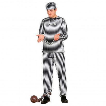 Disfraz prisionero en blanco y negro para adultos y jovenes para carnavales, halloween y celebraciones, talla unica.