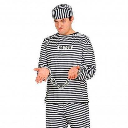 Disfraz prisionero en blanco y negro para adultos y jovenes para carnavales, halloween y celebraciones, talla unica.