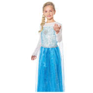 Disfraz de princesa de hielo infantil, fibra sintética, incluye vestido y capa, ice princess, carnaval, halloween, cosplay, fiesta, (Niña, 5-6 años)