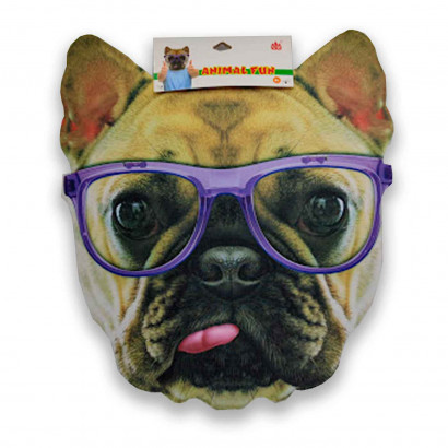 Careta de bulldog con gafas, foam, para niños para combinar con disfraces para carnaval, halloween y celebraciones. Tamaño: 38 x 35 x 4 cm